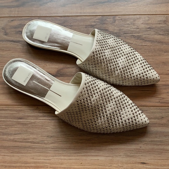 Dolce Vita Shoes - Dolce Vita White and Silver Studded Flat Mules